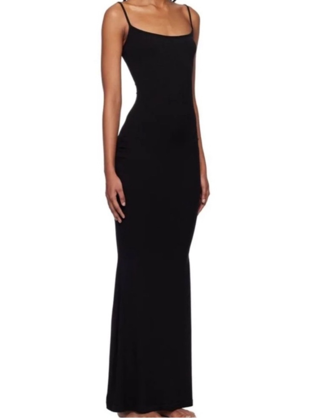 Skims Ribbed Spaghetti Strap Maxi Dress in Onyx